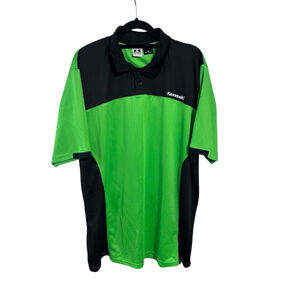 Kawasaki Short Sleeve Polo Golf Shirt Size 3X Motorcycle Dirt Bike Green Casual